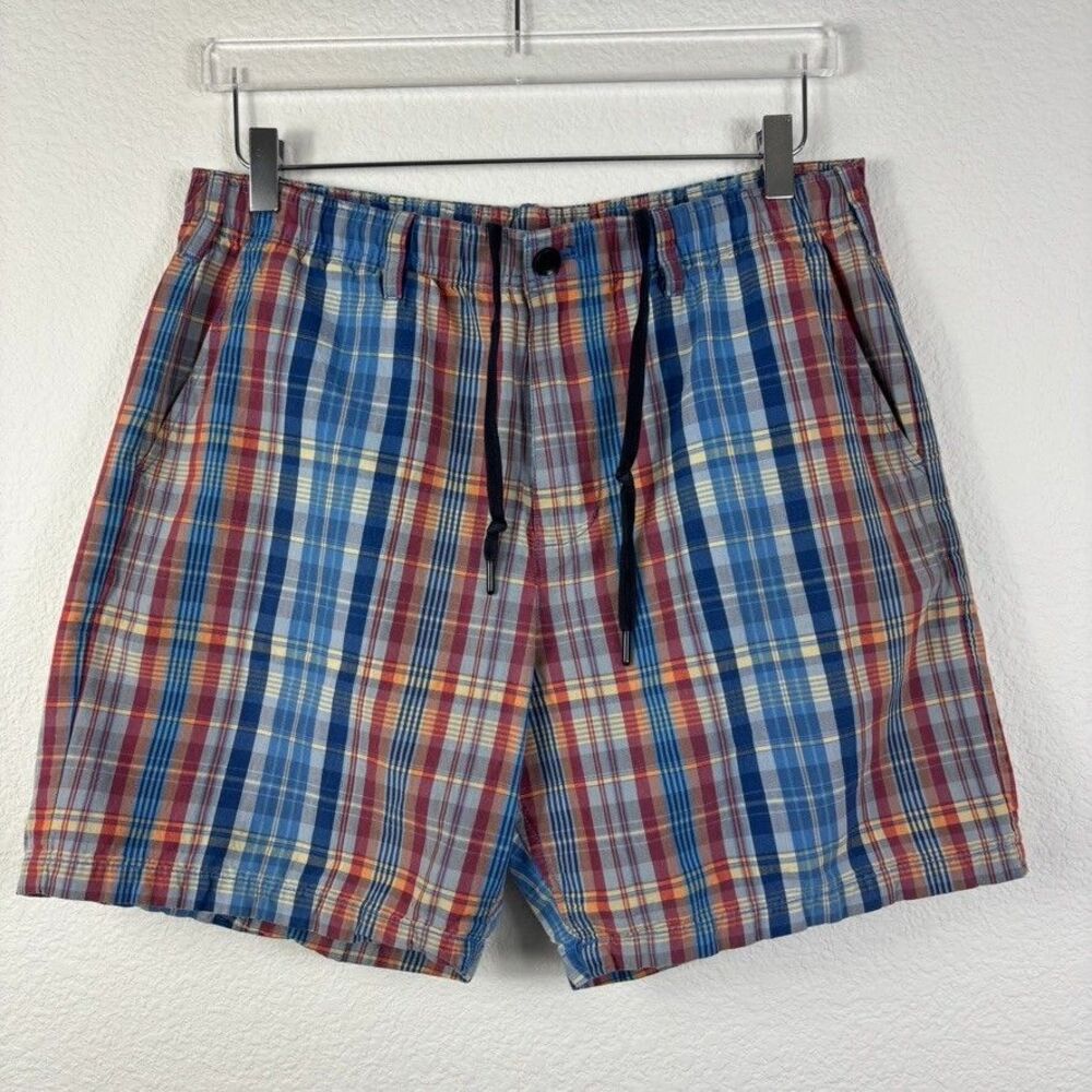 Gap Mens Plaid Shorts M 6" inseam Plaid Drawstring Linen Blend Preppy College